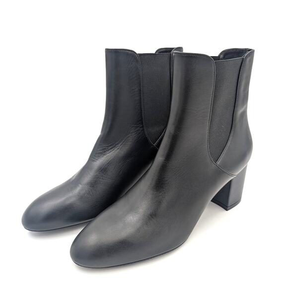 $595 Stuart Weitzman Yuliana 60 Chelsea Boots Women's Leather Black Size US8B - Picture 1 of 10